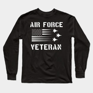 Air Force Veteran US Flag Contrail F-15 Eagle Long Sleeve T-Shirt